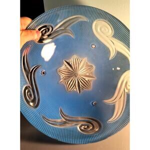 901.  Ceiling Light Globe Shade Glass Blue Art Deco